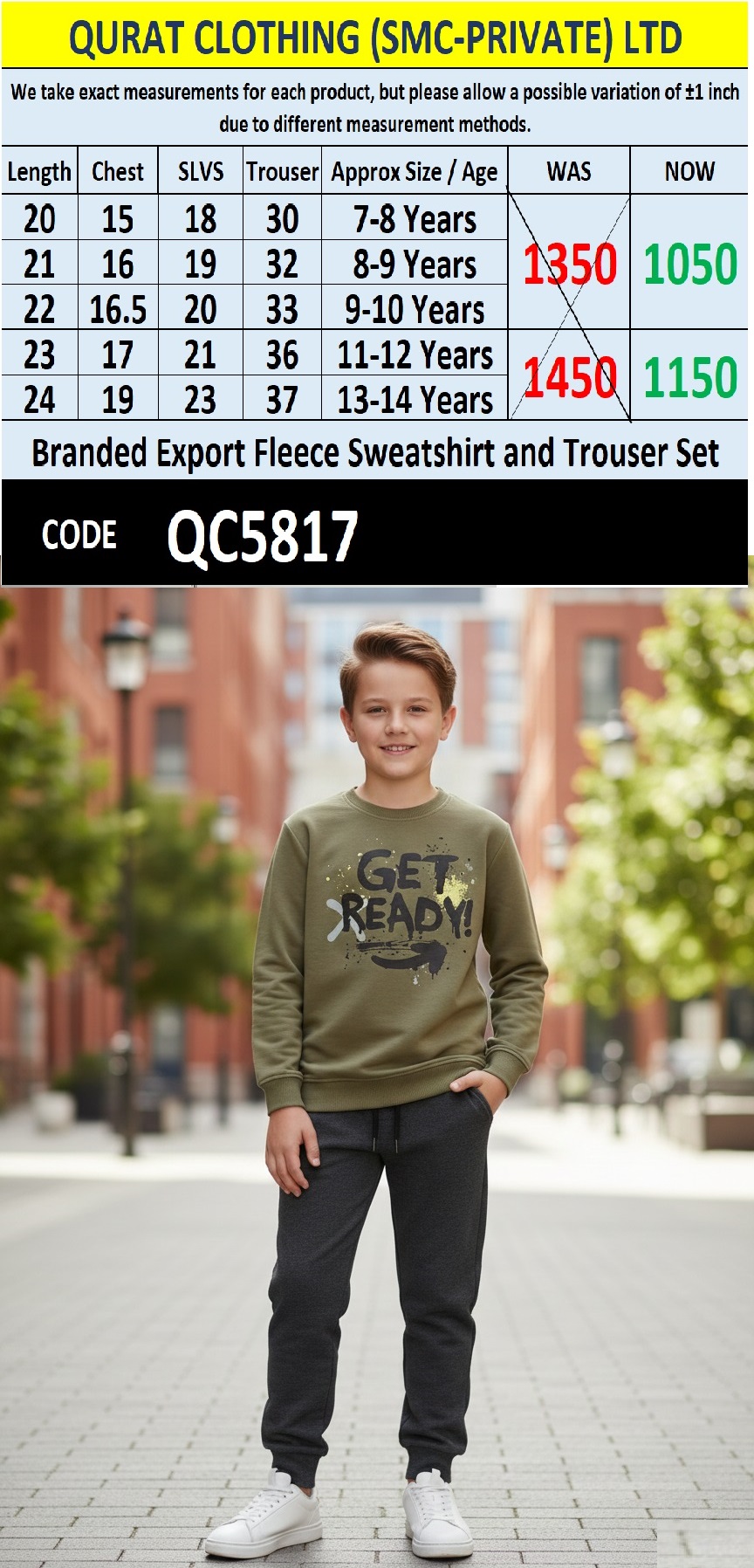 Branded Export Fleece Sweatshirt & Trouser Suit - QC5817