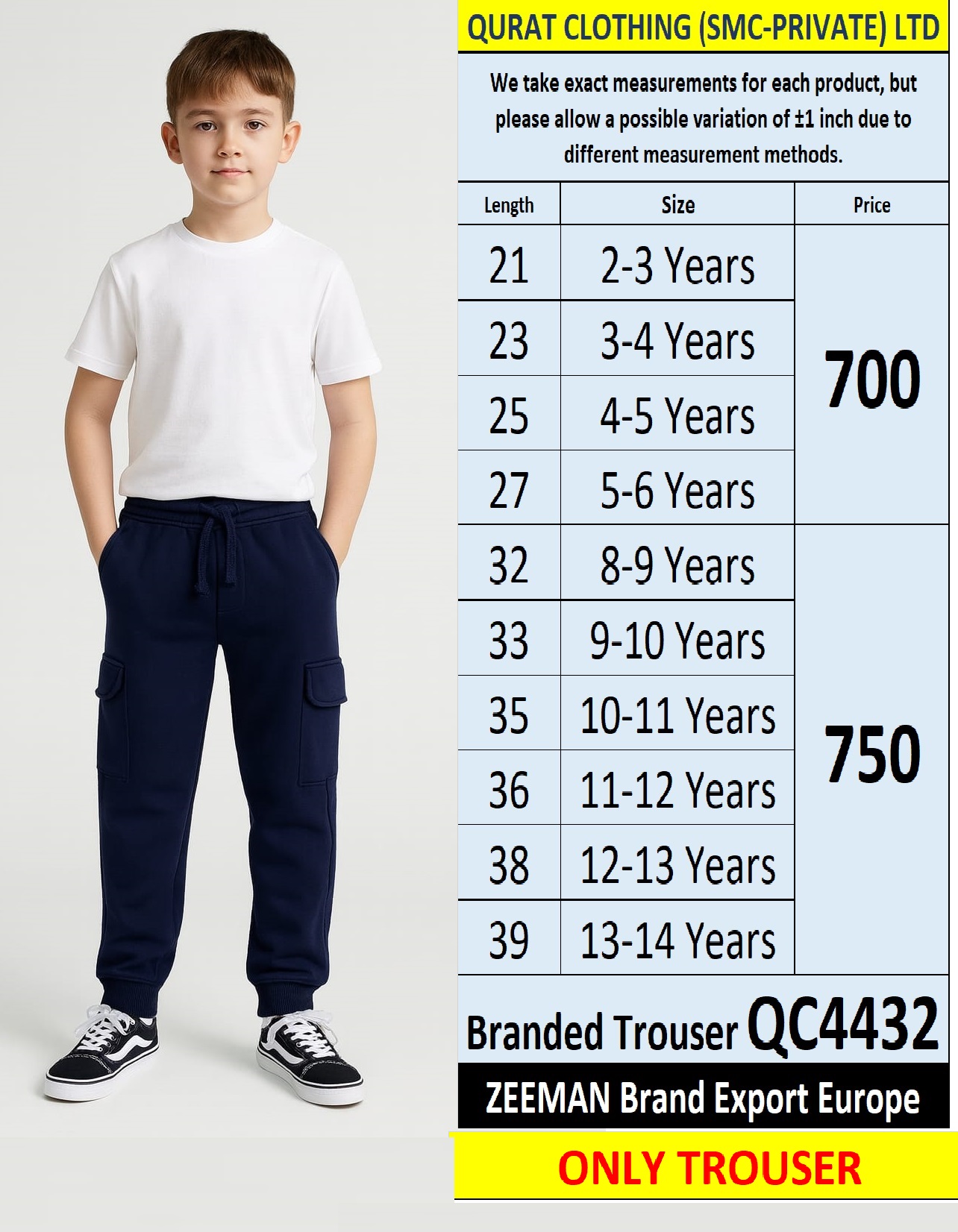 Zeeman Brand Trouser Export Europe - QC4432