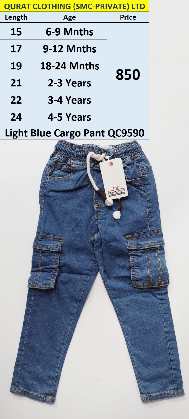 Light Blue Denim Cargo Pant QC9590 Brand The Denim Edit 