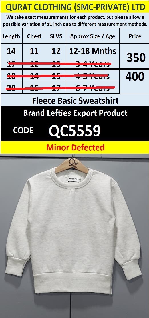 Lefties Brand Fleece Sweatshirt Export Europe or USA (Minor Defected Product) - QC5559