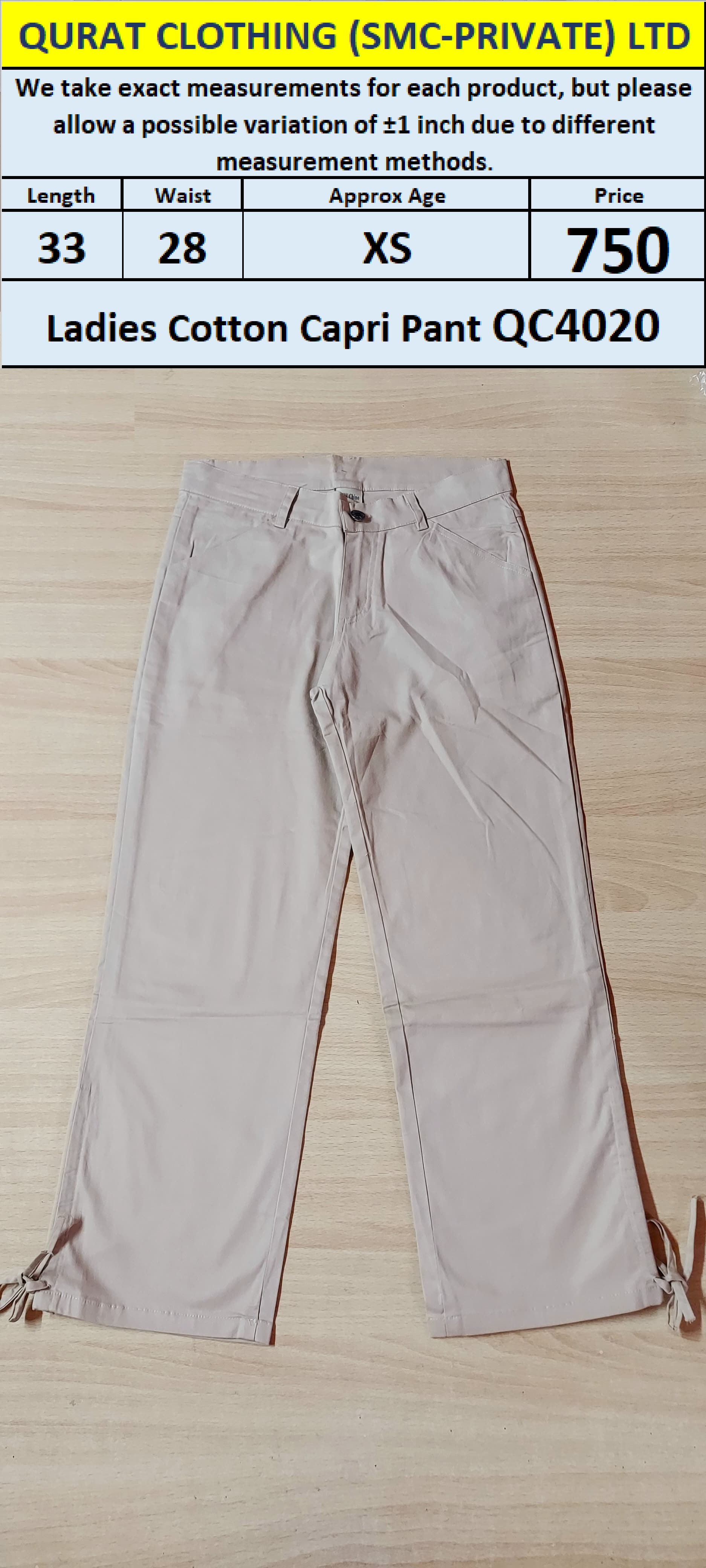 Ladies Cotton Capri Pant QC4020