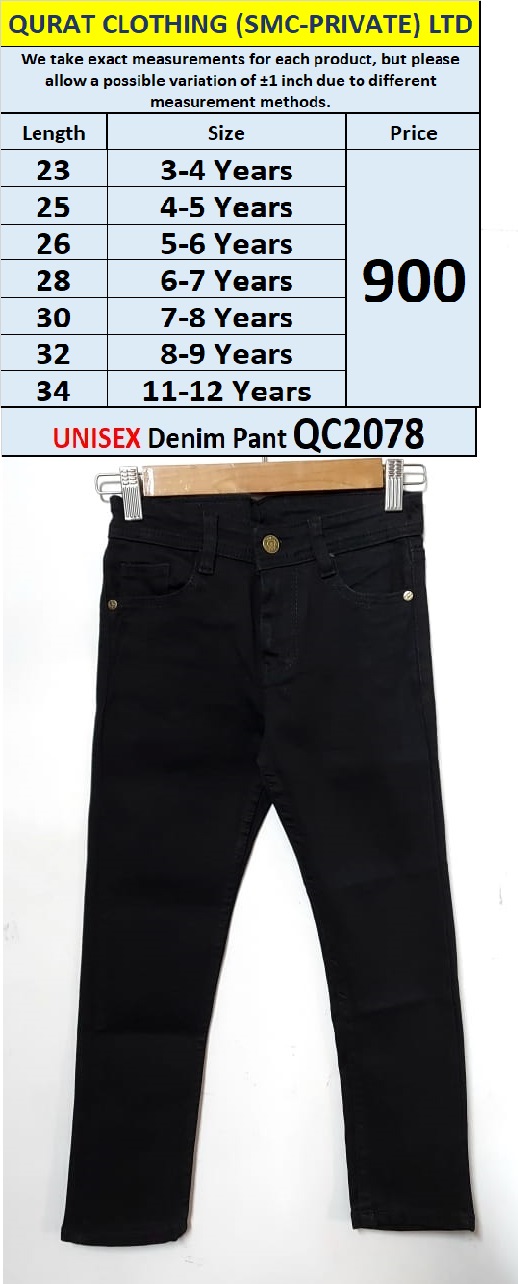 Unisex Black Denim Pant QC2078