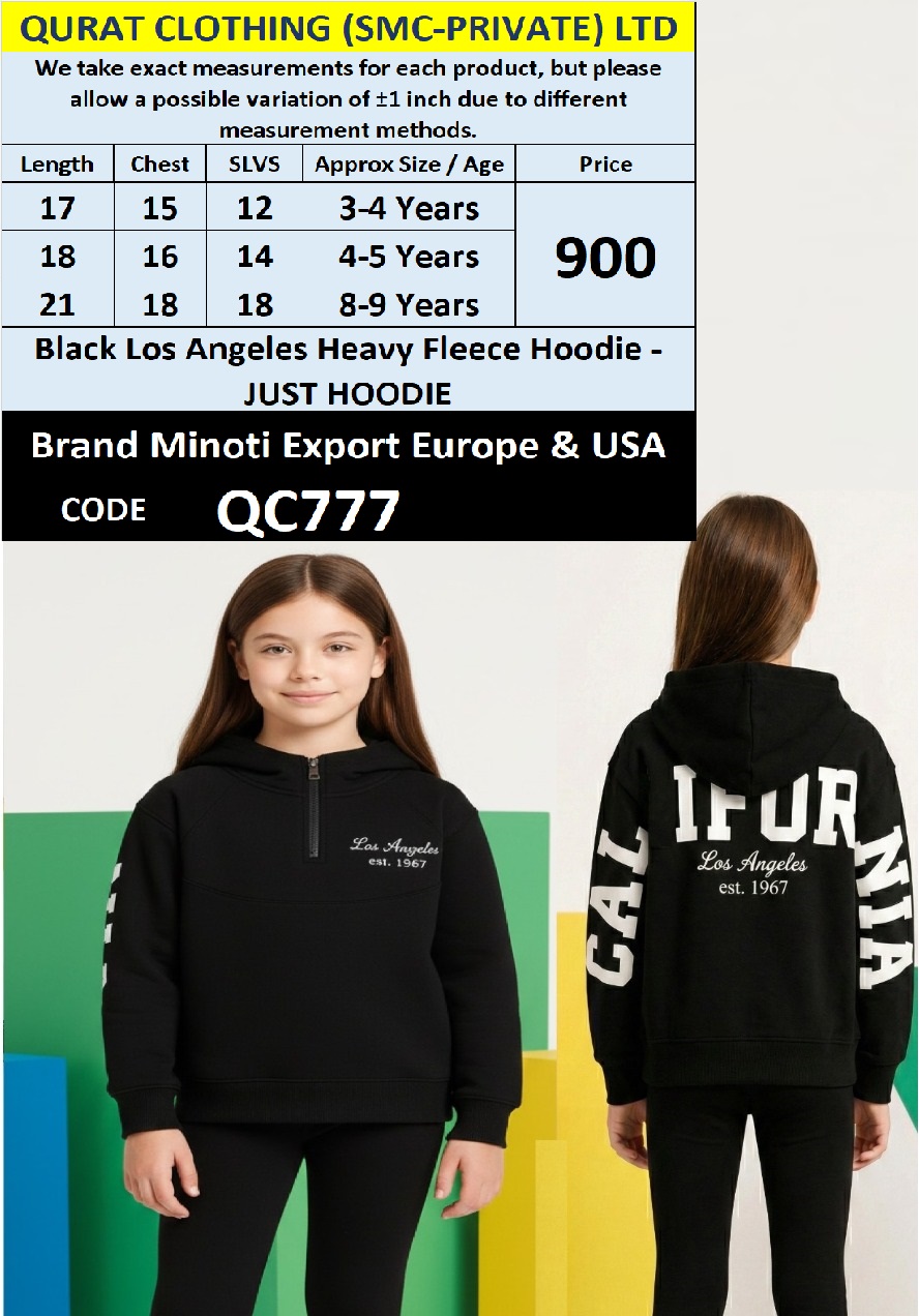 Black Los Angeles Heavy Fleece Hoodie JUST HOODIE for Kids with Los Angeles EST 1967 Print – QC777