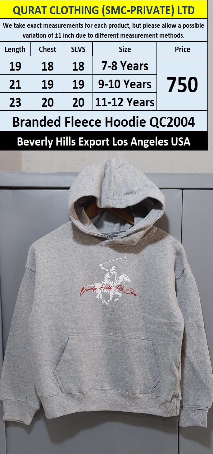 Beverly Hills Brand Fleece Hoodie QC2004 Export Los Angeles USA