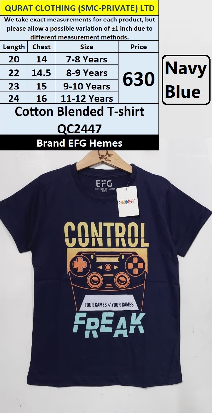EFG Hemes Brand Navy Blue Cotton Blended T-shirt QC2447