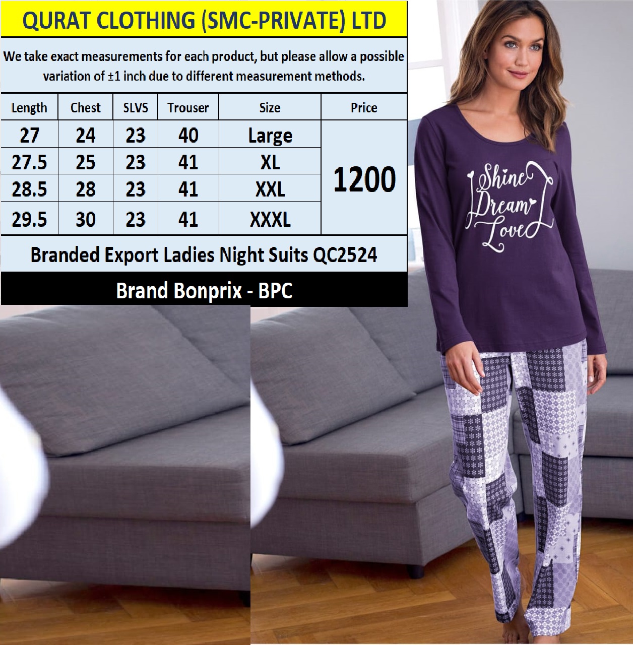 Bonprix - BPC Brand Ladies Night Suits QC2524 Export Germany