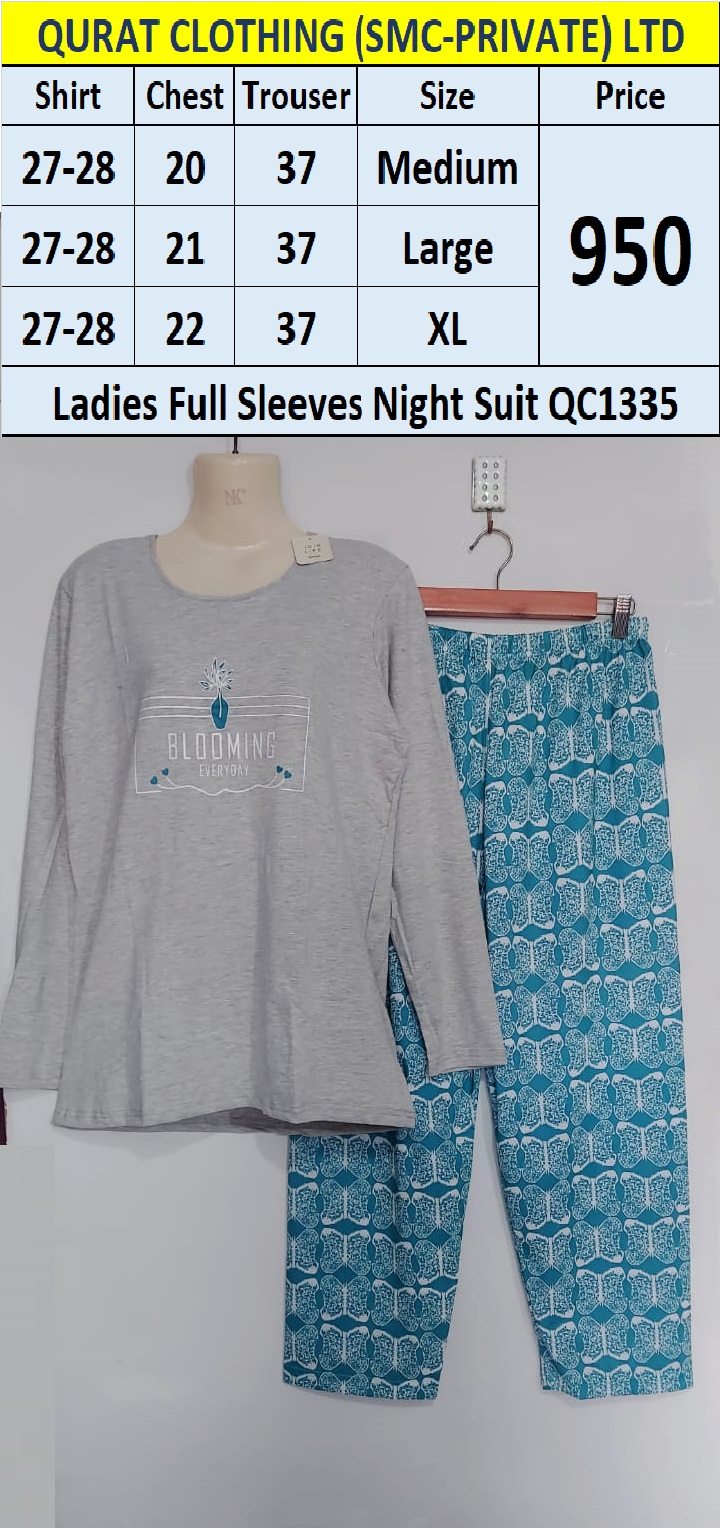 Ladies Full Sleeves Blooming Everyday Night Suits QC1335
