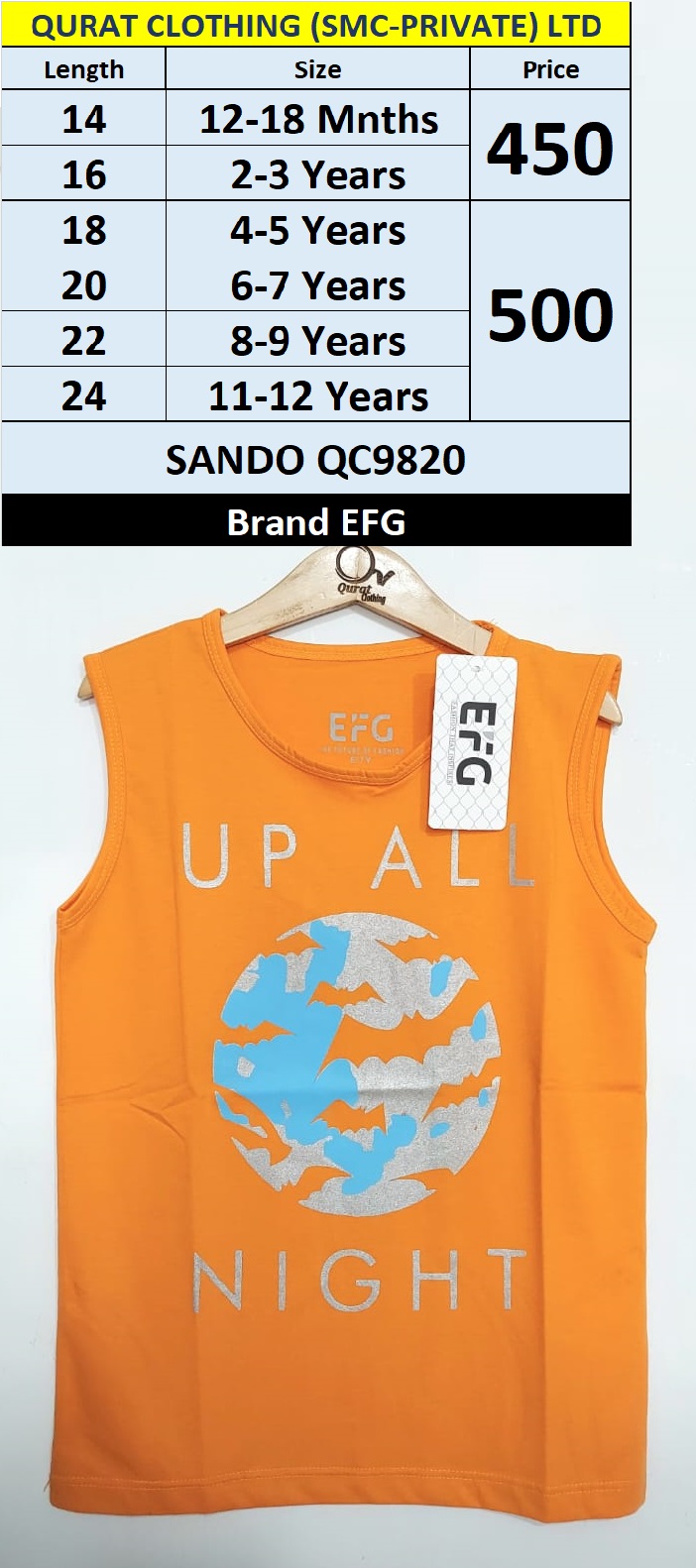 EFG Brand Up All-Night Orange SANDO QC9820