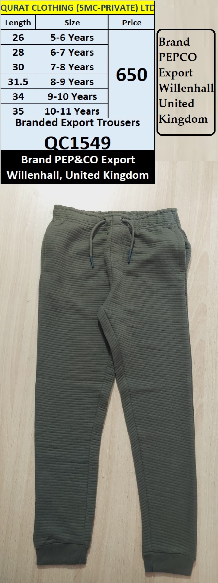 PEPCO Brand Export Trouser QC1549 Export Willenhall, United Kingdom