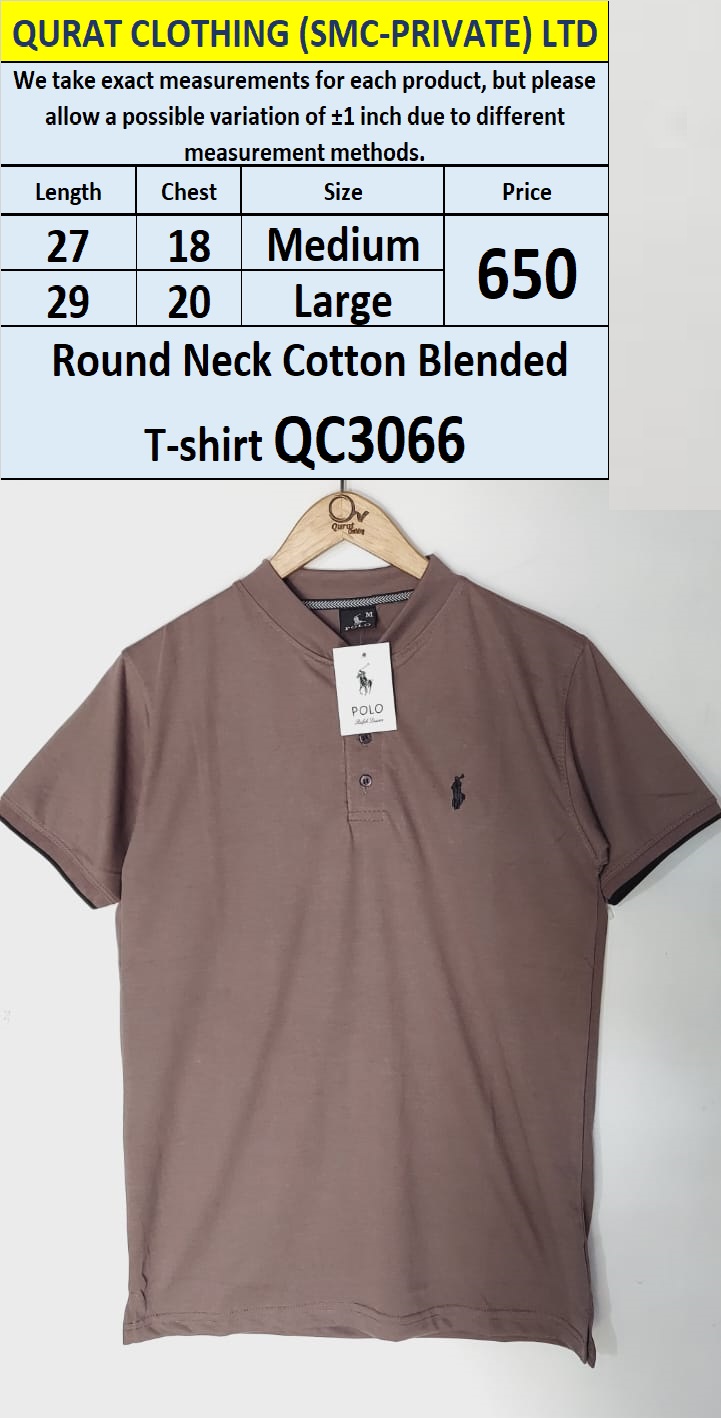 Round Neck Cotton Blended T-shirt QC3066