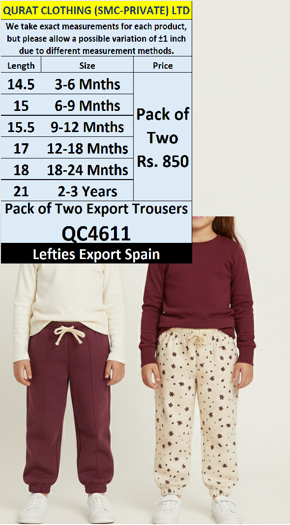 Lefties Brand Pack of Two Trousers QC4611 Export Spain 