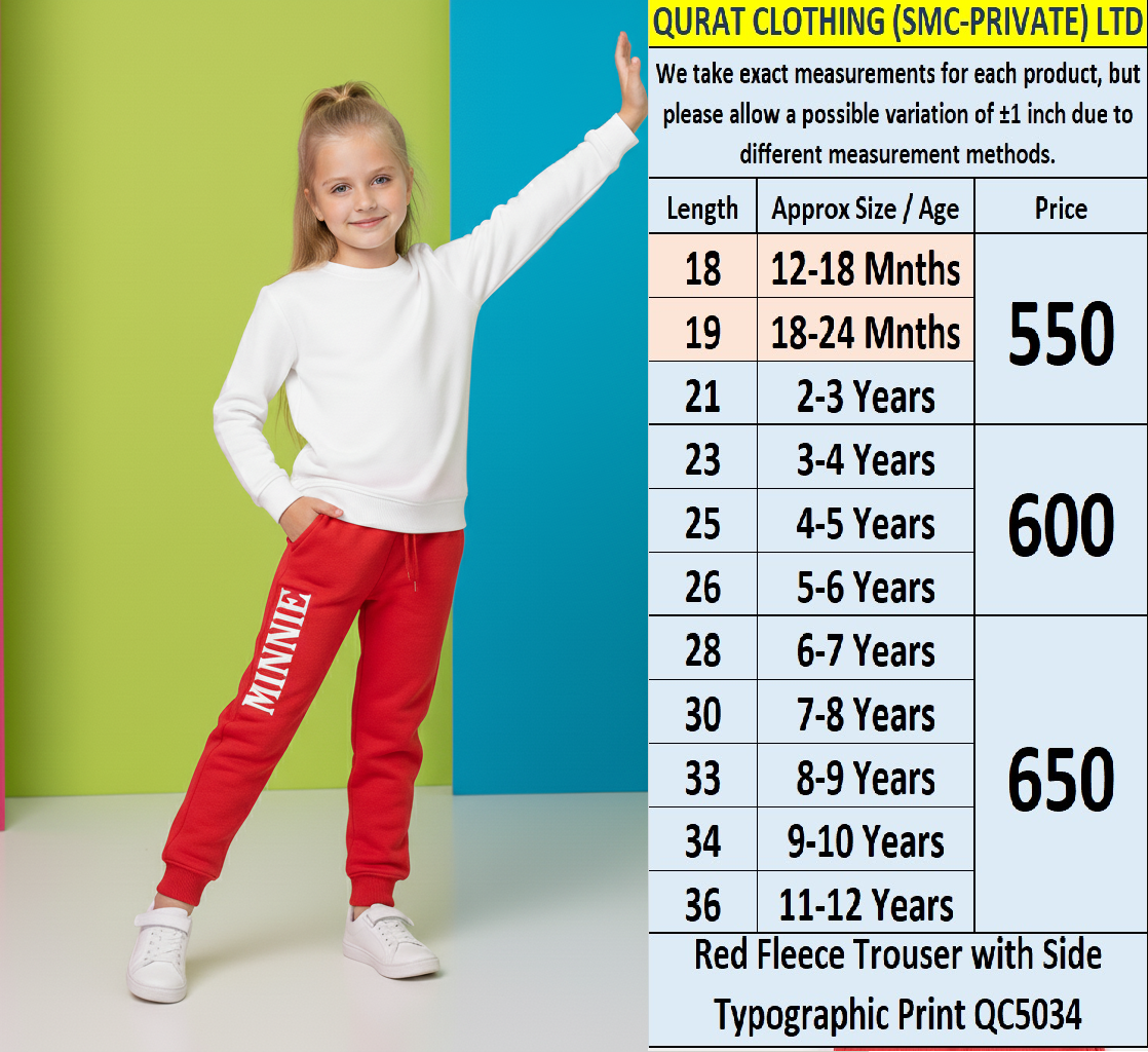 Red “MINNIE” Typographic Fleece Jogger Trouser QC5034 