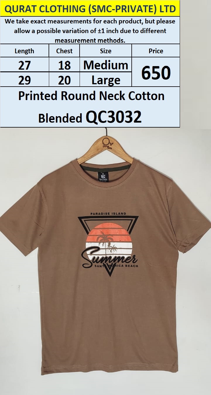 Santa Monica Beach Round Neck Cotton Blended T-shirt QC3032