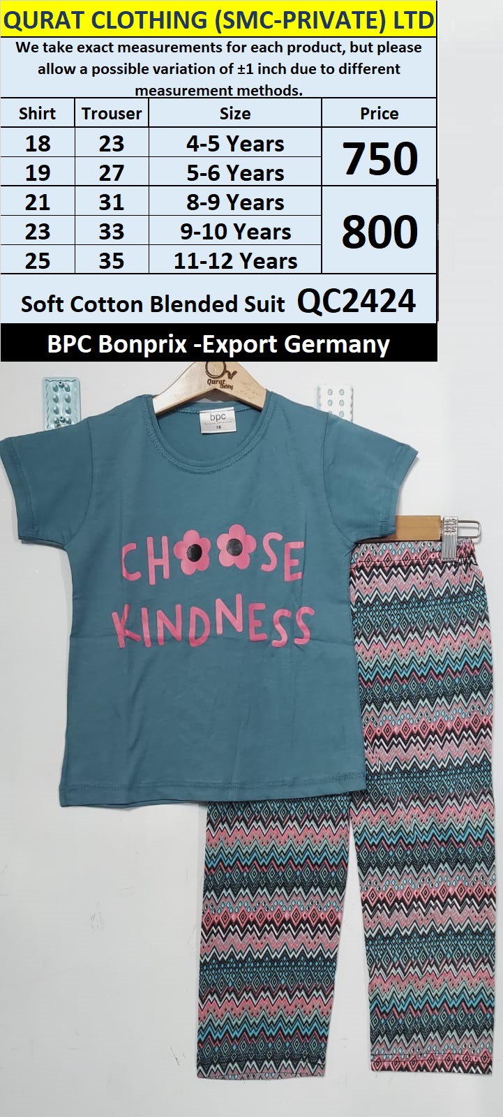 BPC Bonrpix Brand Soft Cotton Blended Suit QC2424 Export Germany