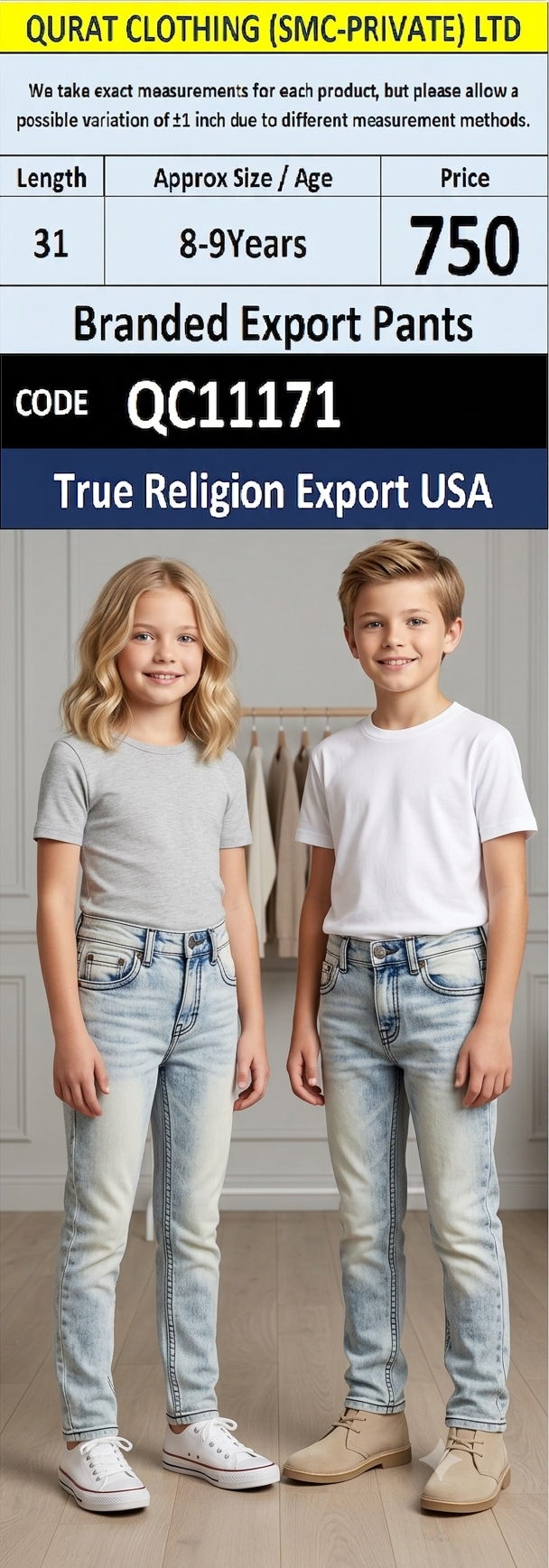 True Religion Export USA Light Blue Kids Denim Pants – QC11171
