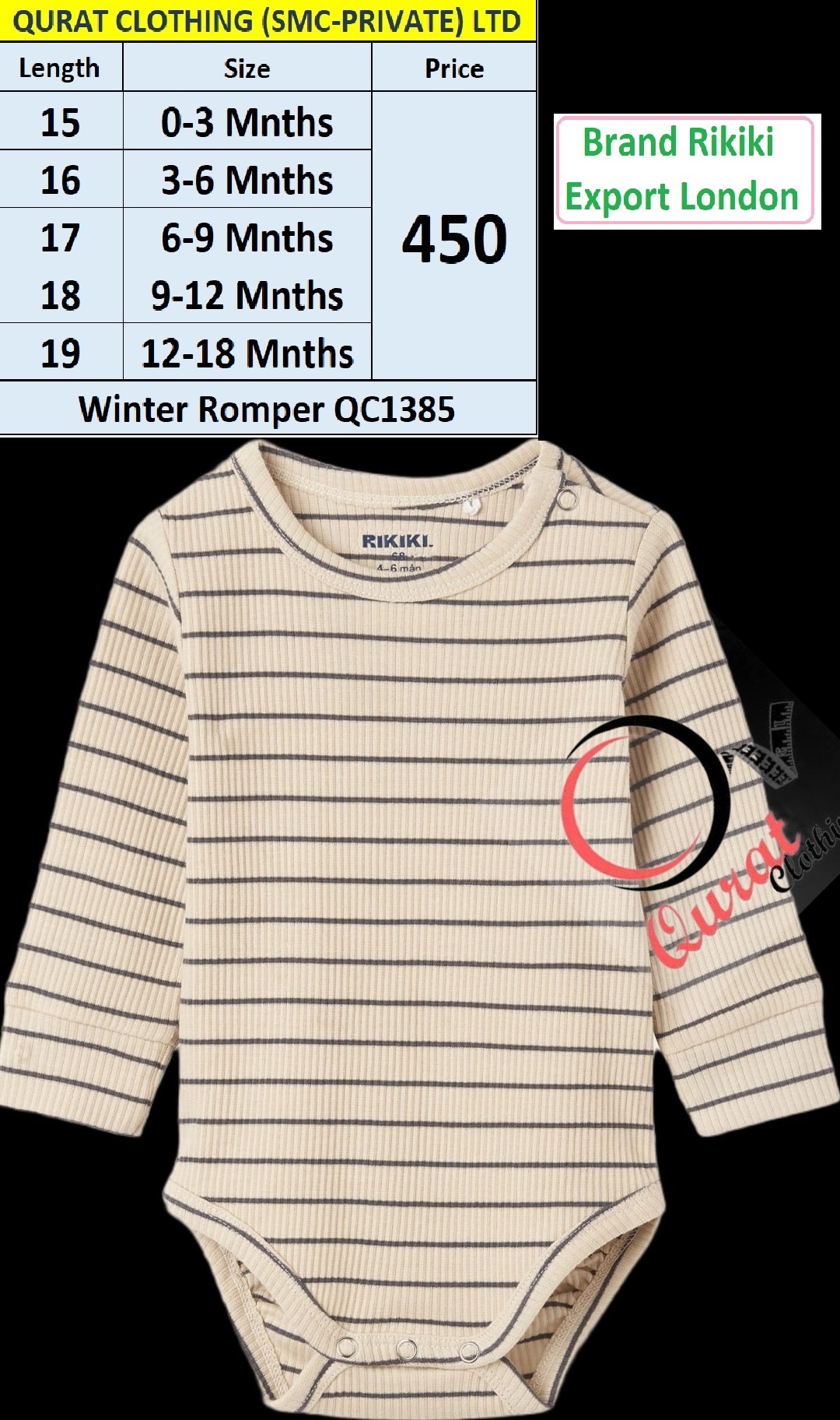 Rikiki Brand Stripes Romper QC1385 Export London