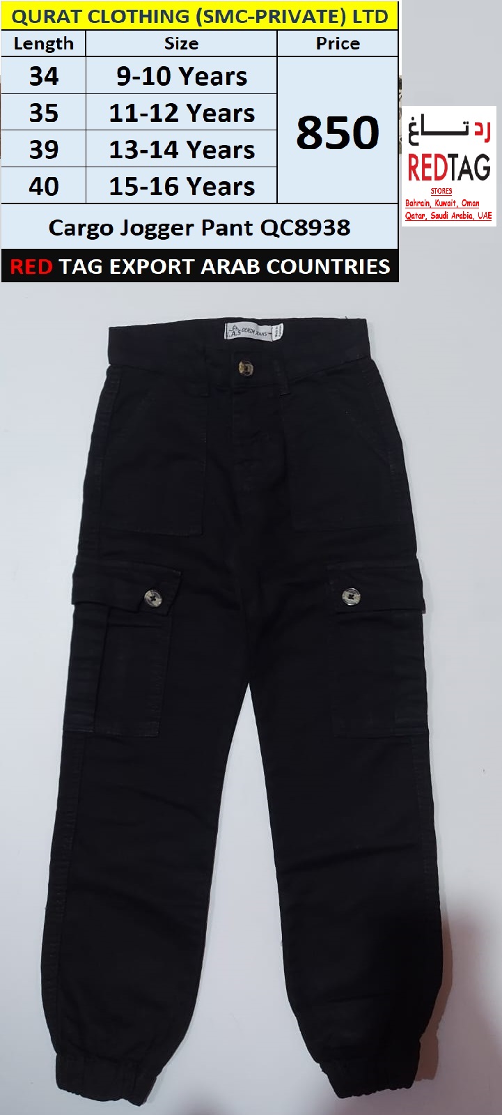 RED TAG Brand Cargo Jogger Pant QC8938 Export Arab Countries
