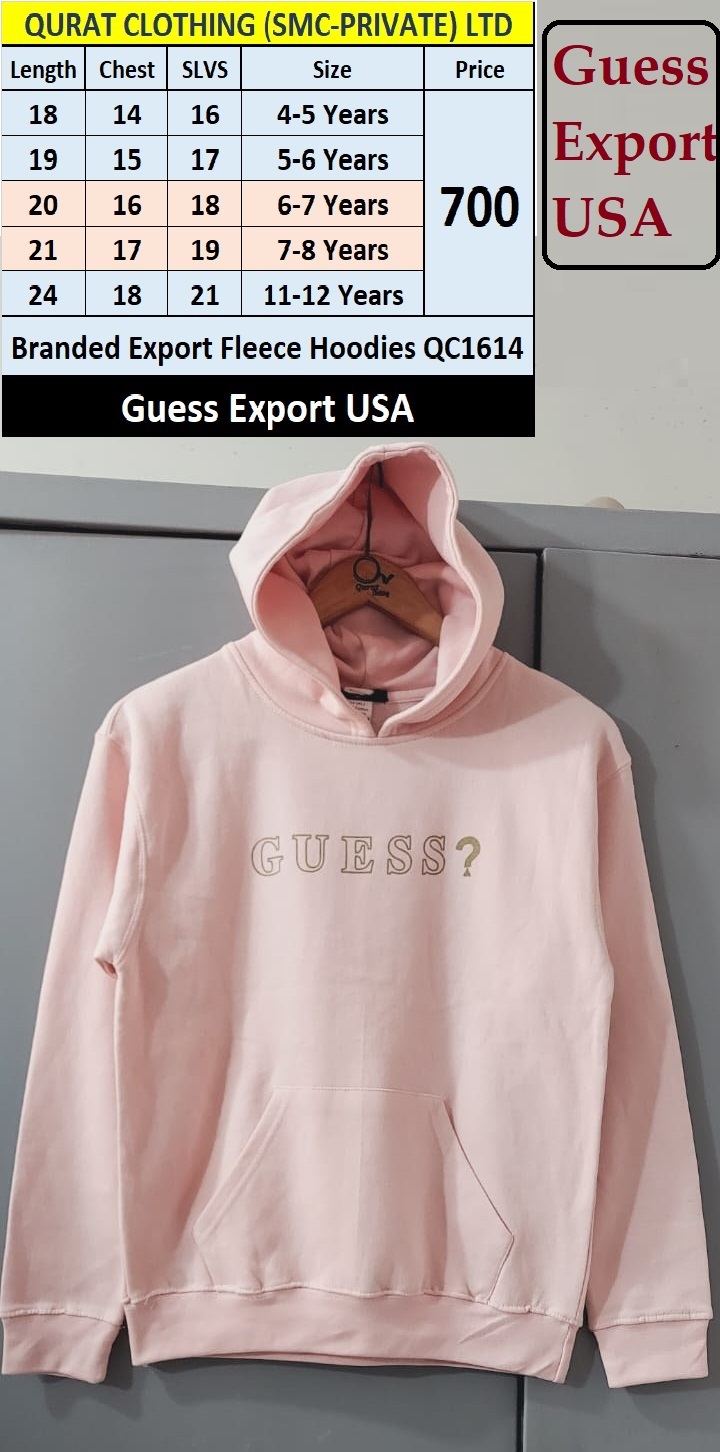 Guess Brand Pink Fleece Hoodie QC1614 Export USA
