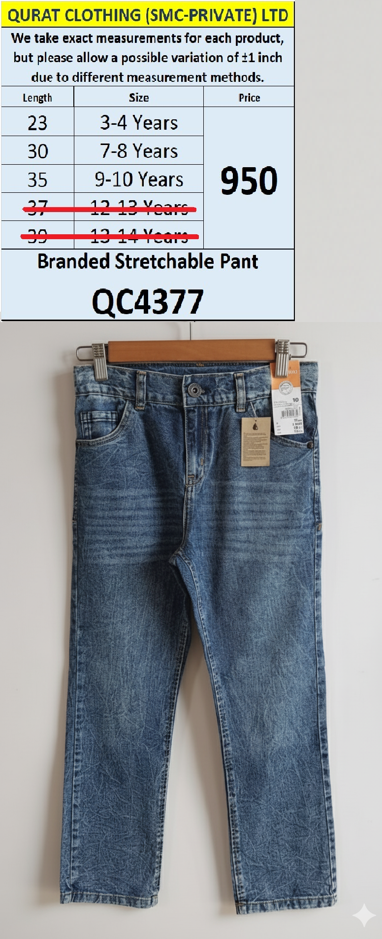Branded Stretchable Pant Export QC4377