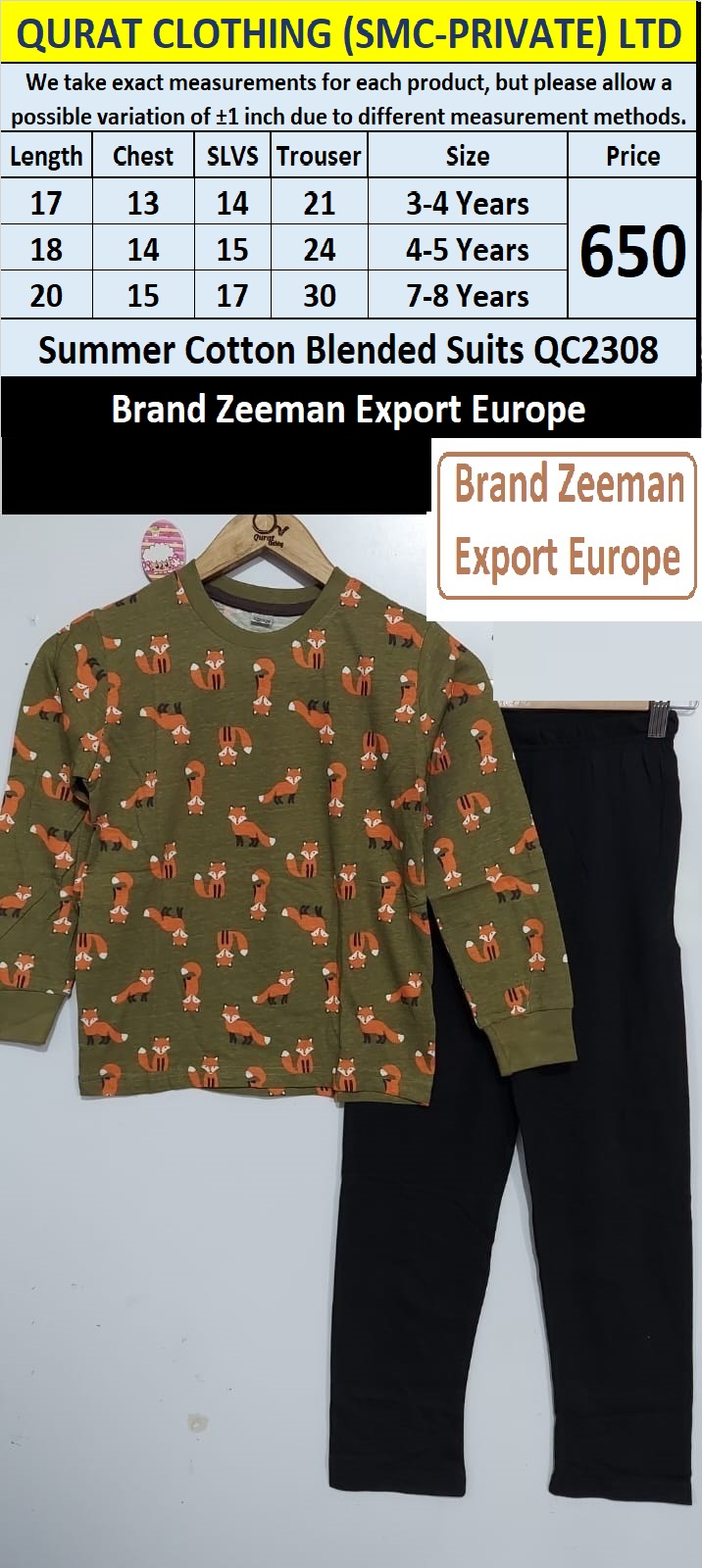 Zeeman Brand Summer Cotton Blended Suits QC2308 Export Europe