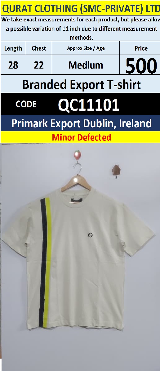 Primark Dublin Ireland Off-White Stripe Graphic Export T-Shirt – QC11101
