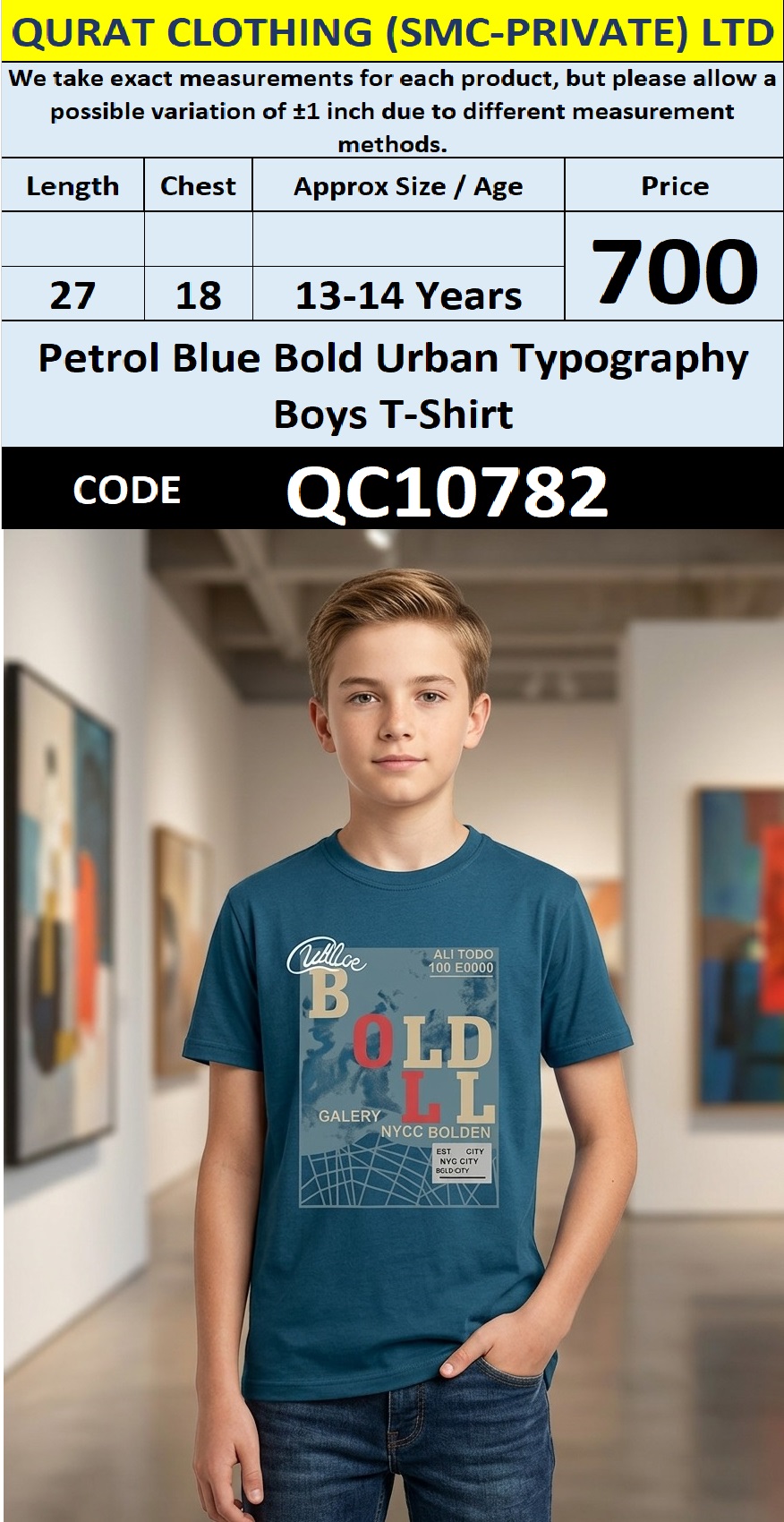 Petrol Blue Bold Urban Typography Boys T-Shirt QC10782