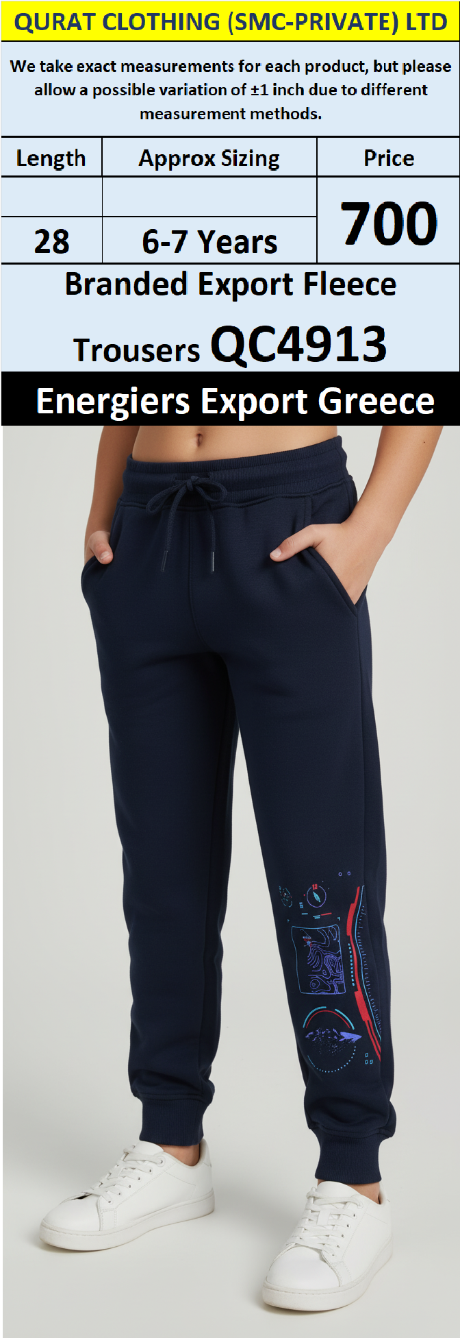 Energiers Brand Navy Blue Printed Fleece Trousers QC4913 – Export Greece