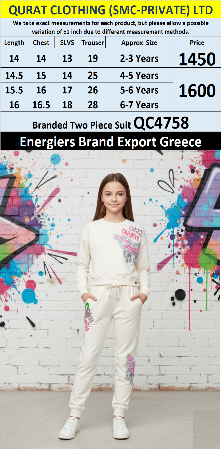 Energiers Brand Stay Creative White Two-Piece Suit QC4758 Export Greece 