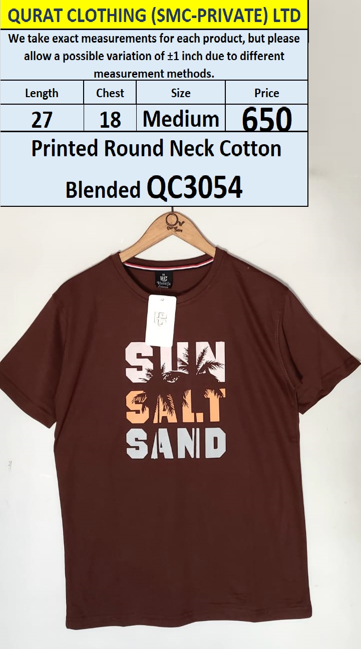 Sun Salt Sand Round Neck Cotton Blended T-shirt QC3054