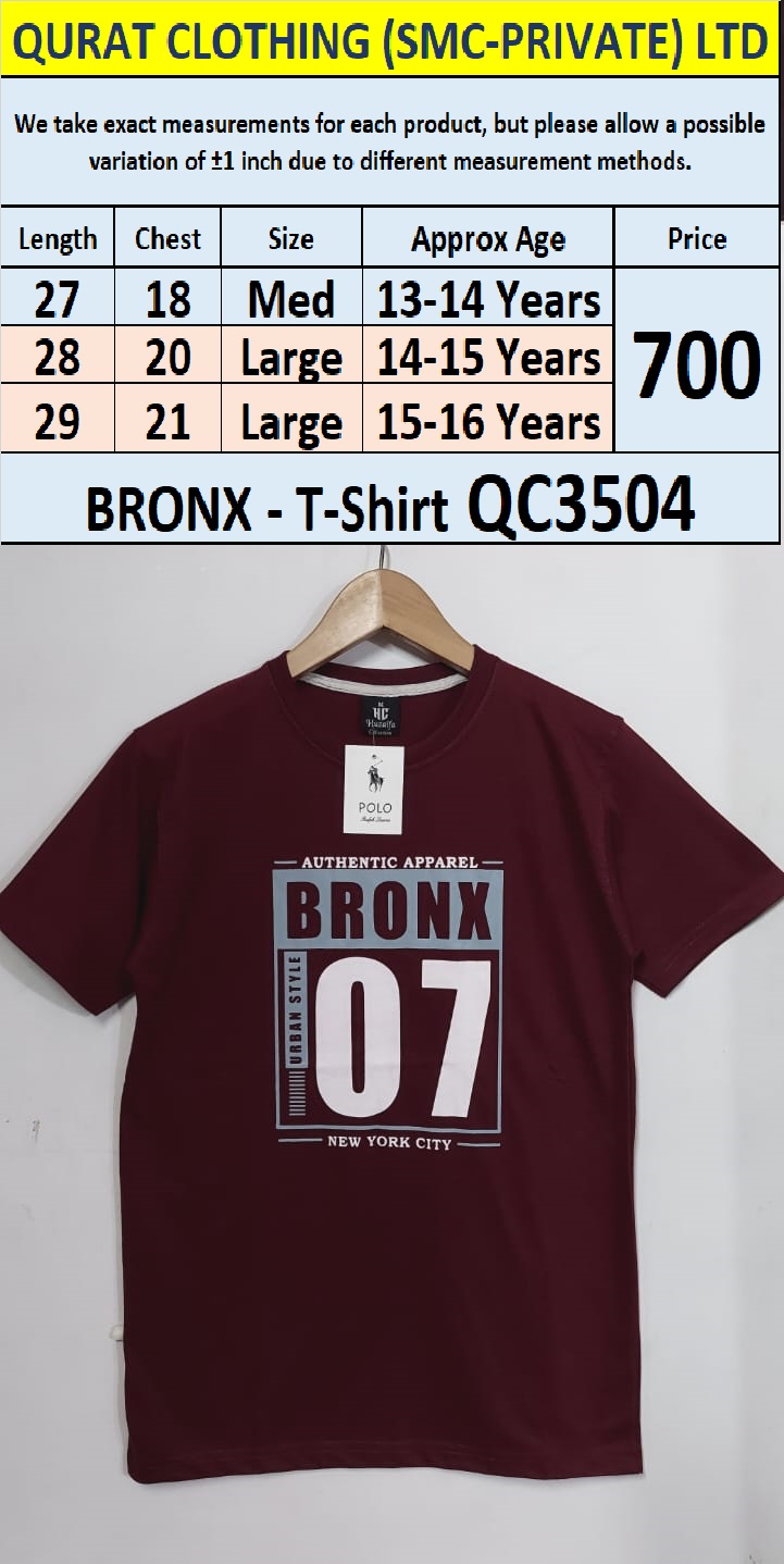 Soft Cotton Blended BRONX T-Shirt QC3504