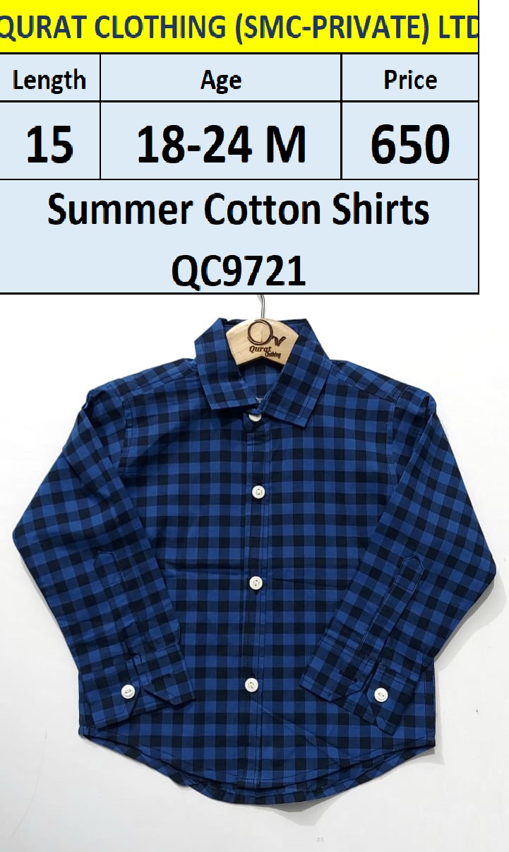 Blue Summer Cotton Checks Shirts QC9721