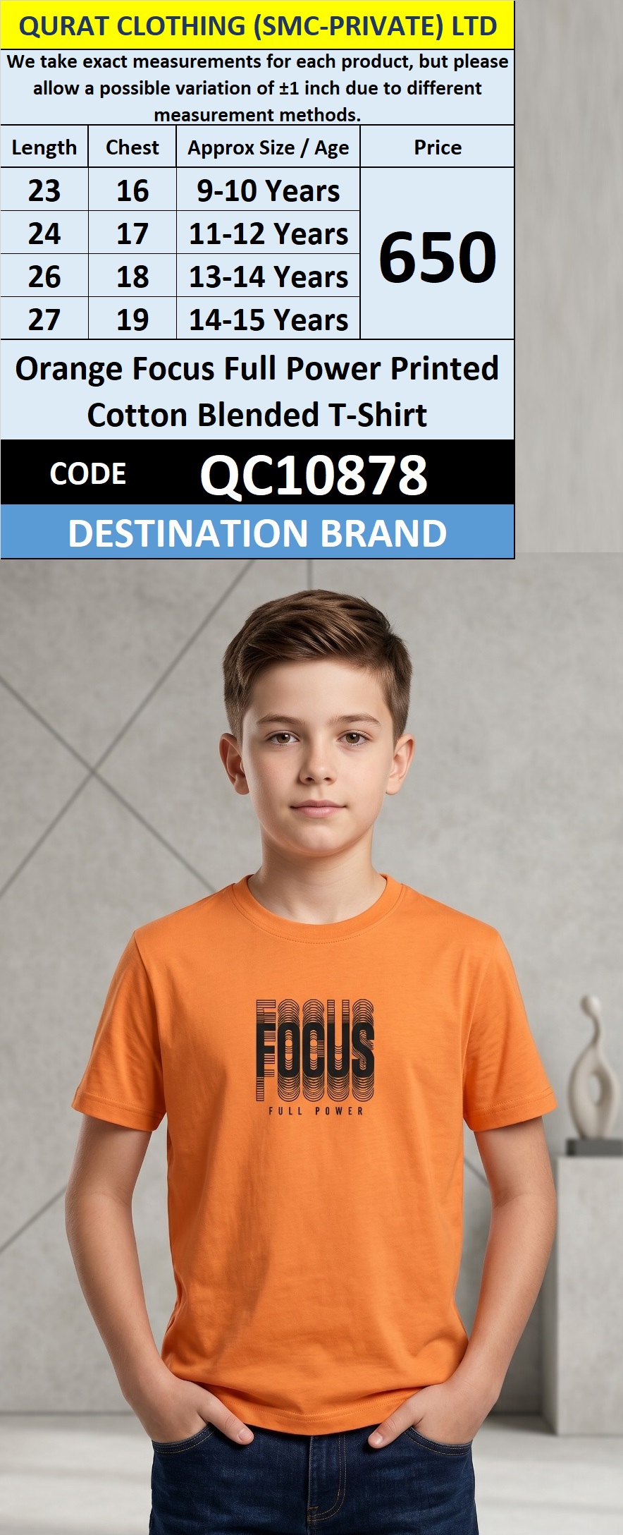 Orange Focus Full Power Printed Cotton Blended T-Shirt QC10878 – Destination Brand