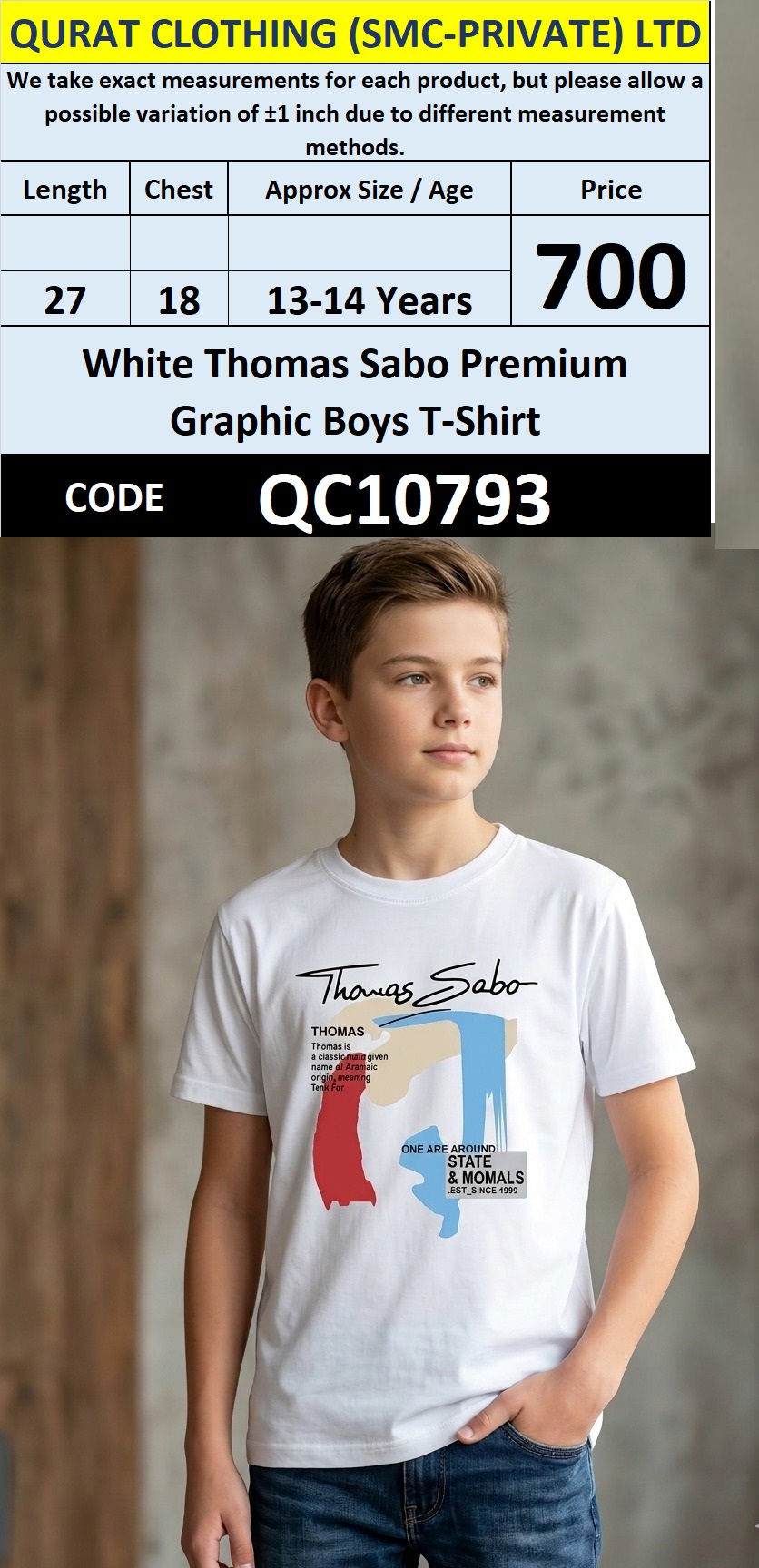 White Thomas Sabo Premium Graphic Boys T-Shirt QC10793