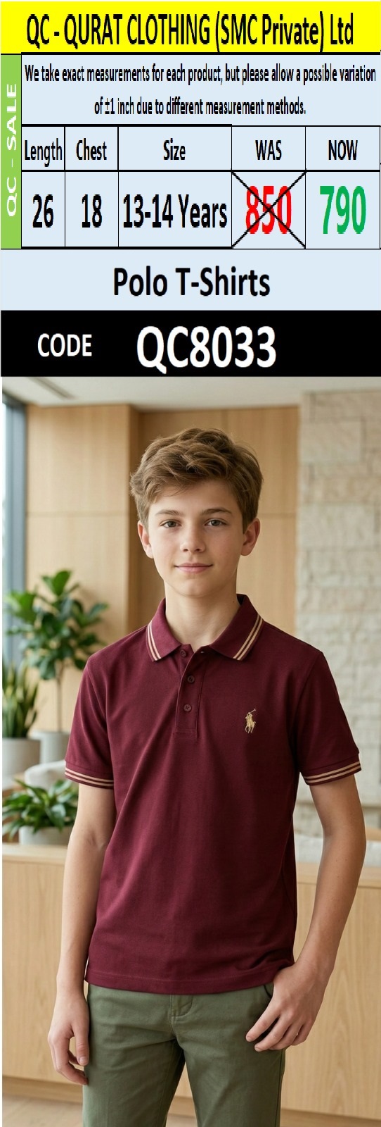 Boys Premium Polo T-Shirt - QC8033