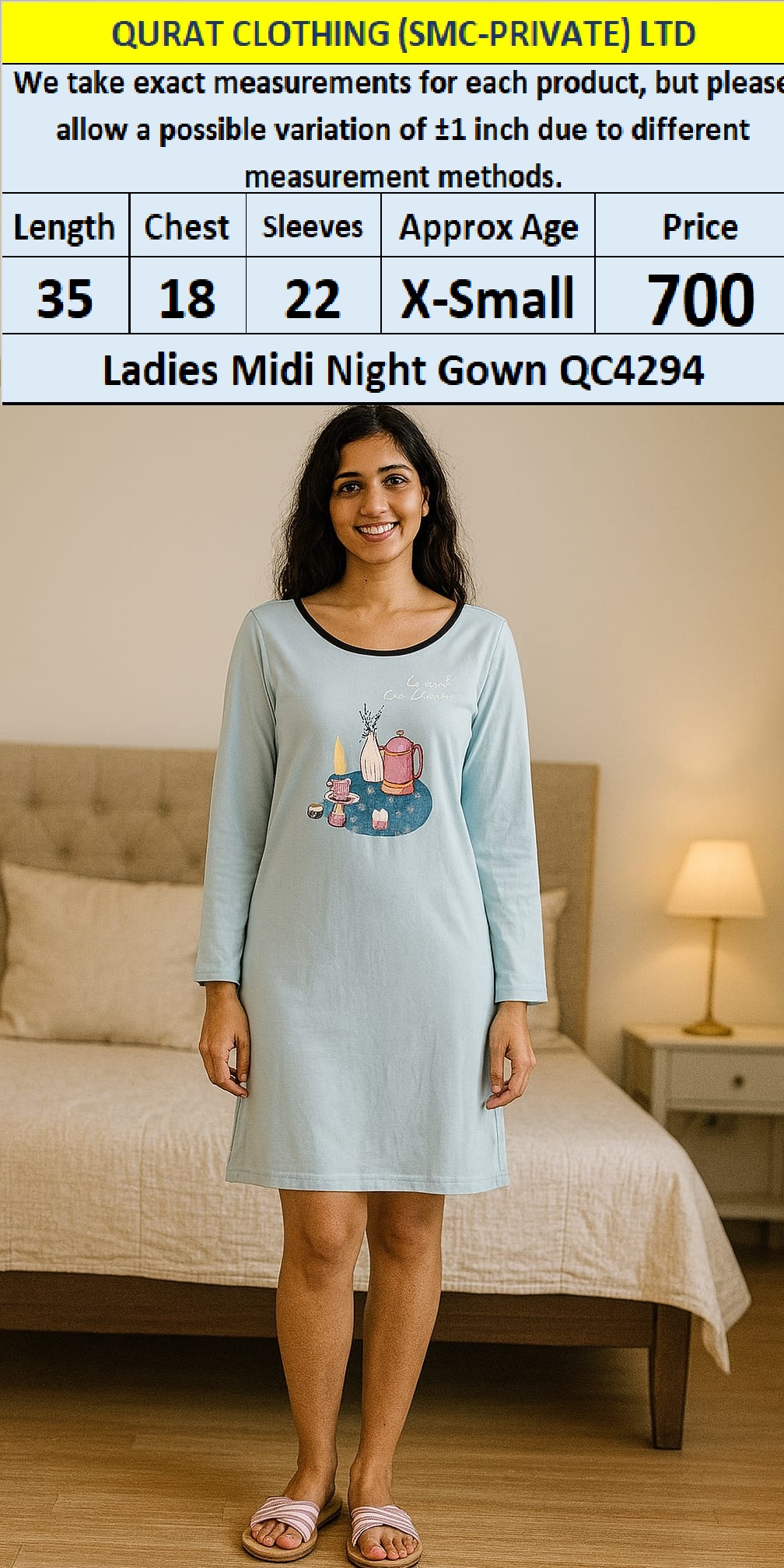 Branded Export Midi Nightgown QC4294