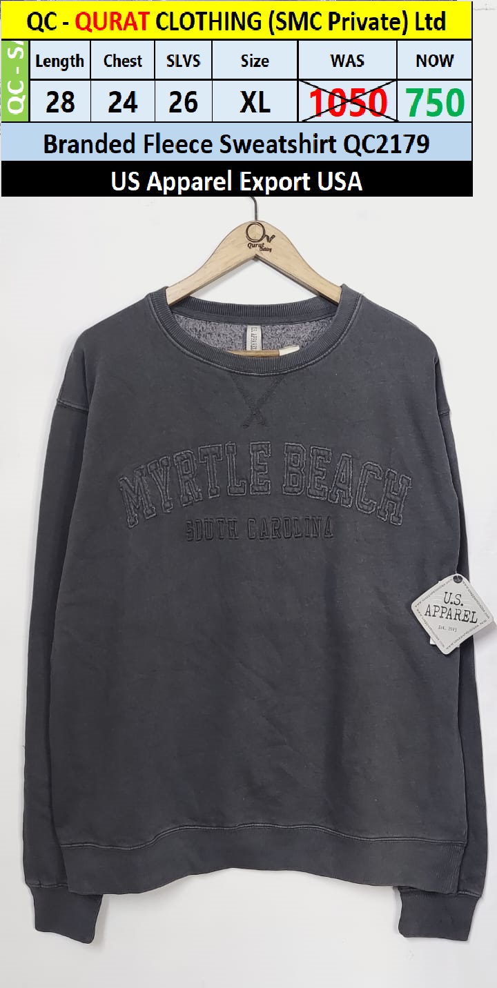 US Apparel Brand Myrtle Beach Fleece Sweatshirt QC2179 Export USA