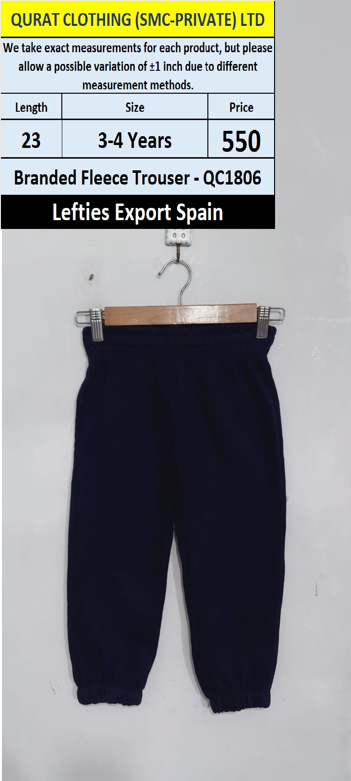 Lefties Brand Fleece Trouser QC1806 Export Spain