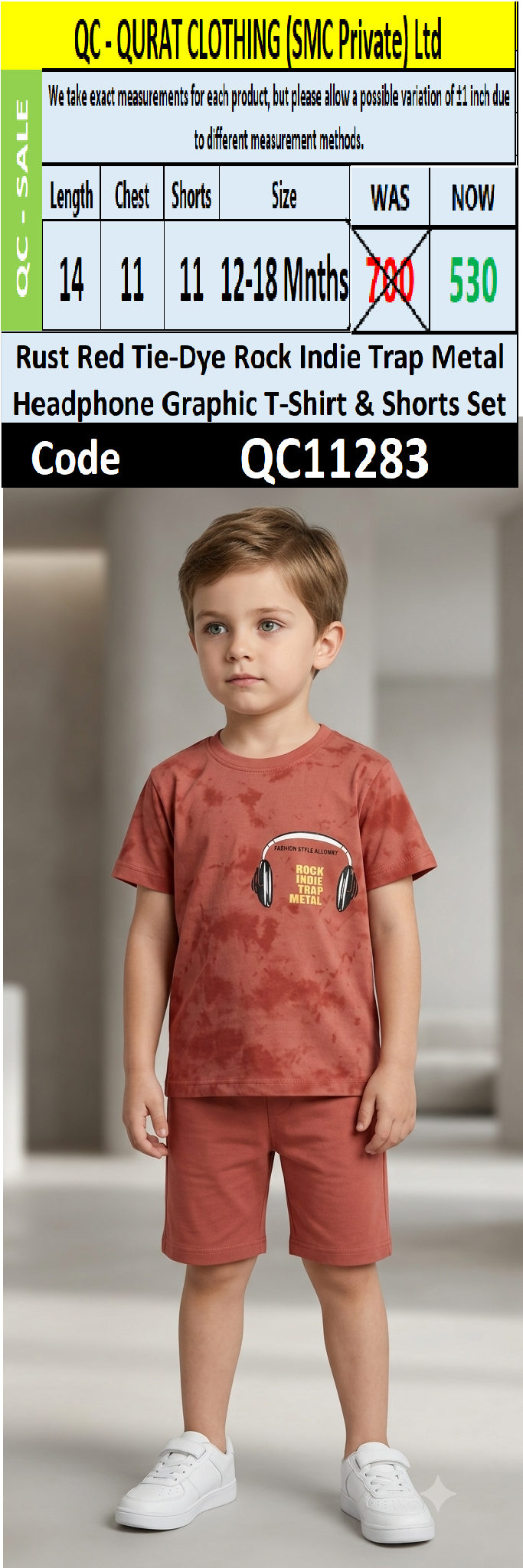 Rust Red Tie-Dye Rock Indie Trap Metal Headphone Graphic T-Shirt & Shorts Set – QC11283