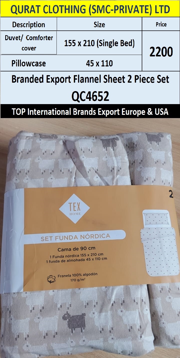 Top Intl Brand Flannel Fabric Comforter Cover + Pillow Case QC4652 Export Europe & USA
