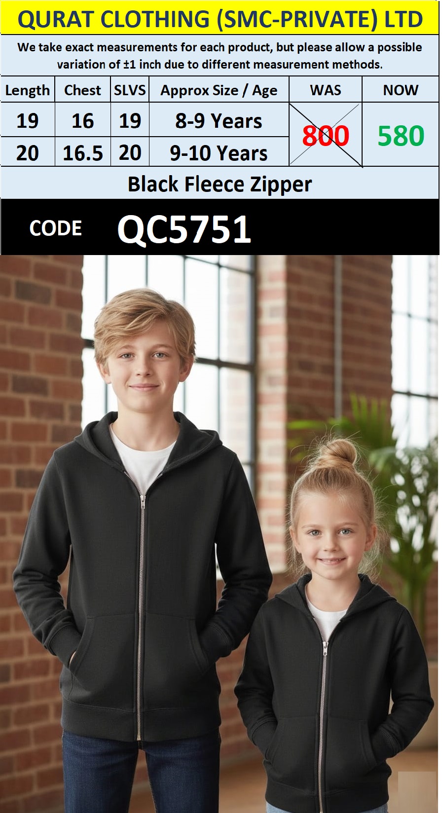 Branded Black Fleece Zipper Export Product - QC5751