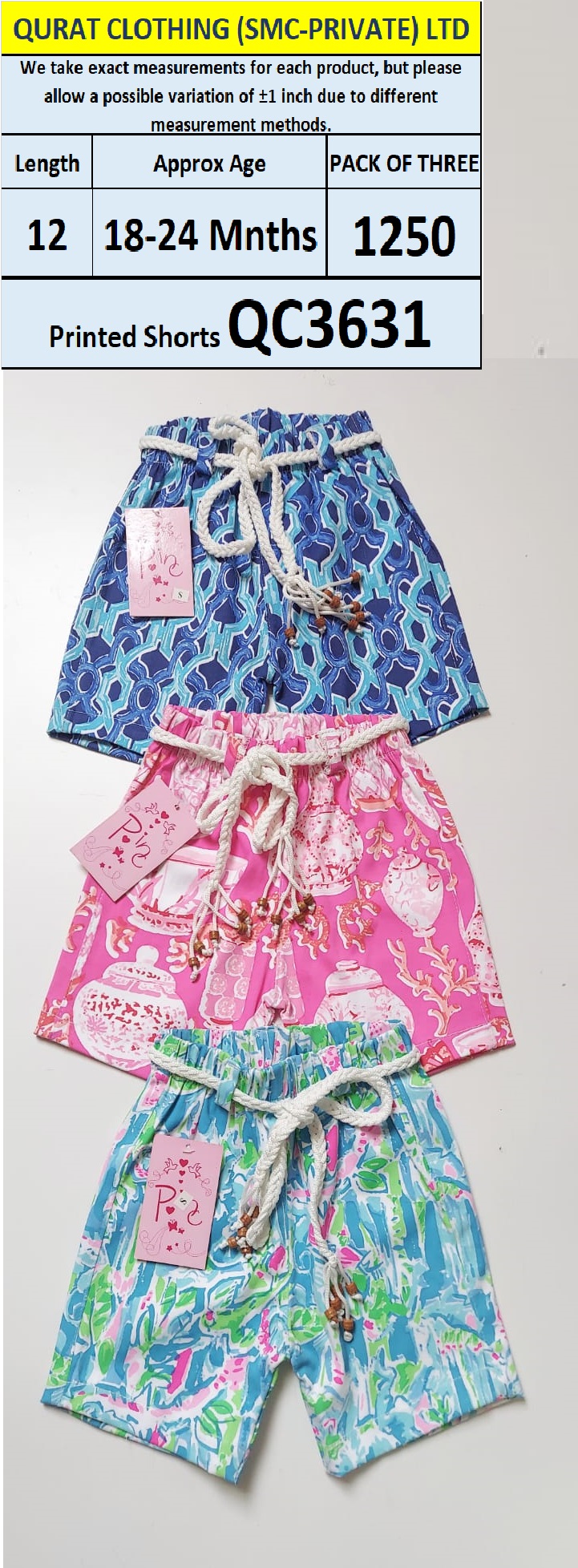 Pack of Three Girls Printed Shorts QC3631
