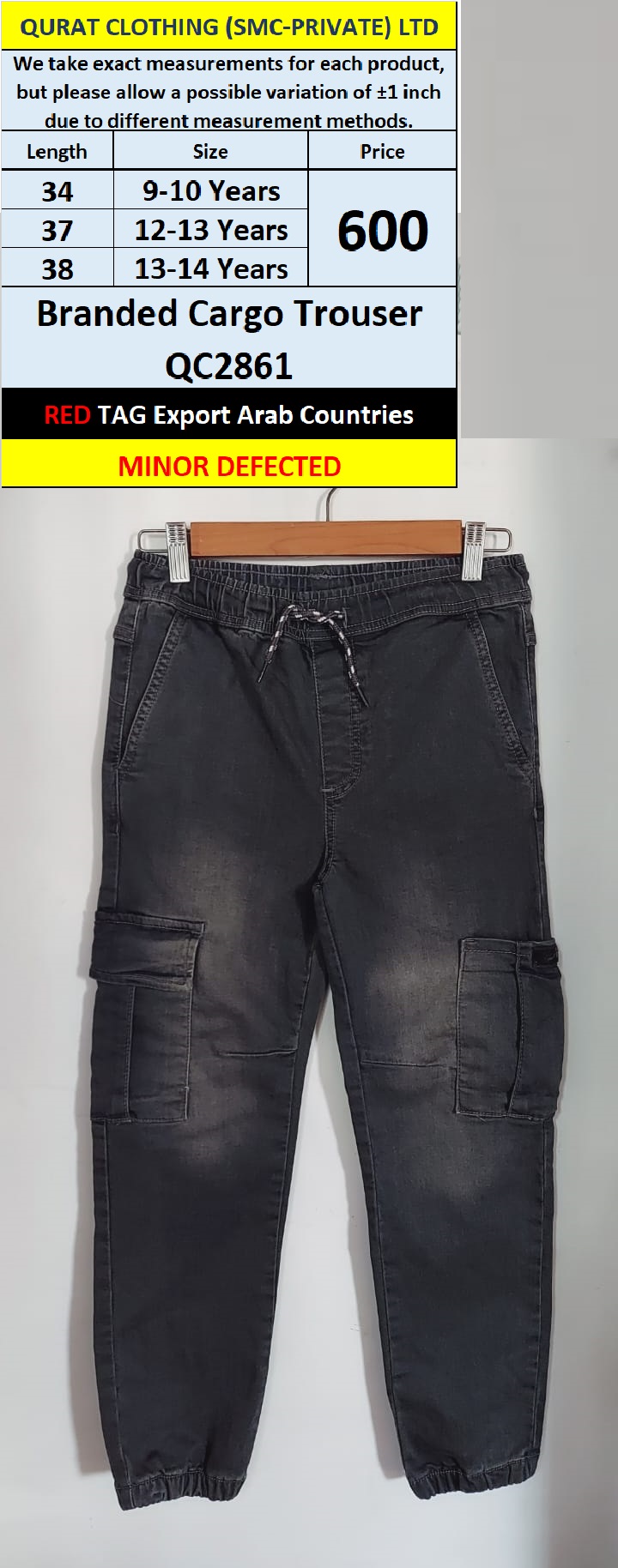 RED TAG Brand Cargo Trouser QC2861 Export Arab Countries (Minor Defected