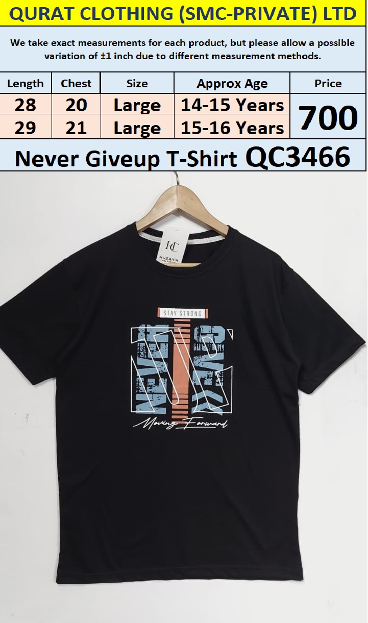 Soft Cotton Blended Never Give-up T-Shirt QC3466