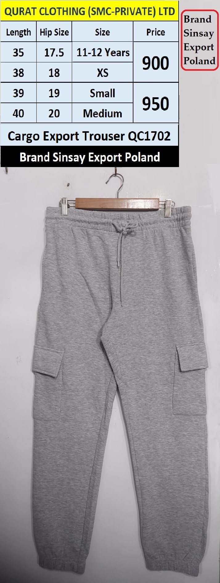 Sinsay Brand Cargo Export Trouser QC1702 Export Poland