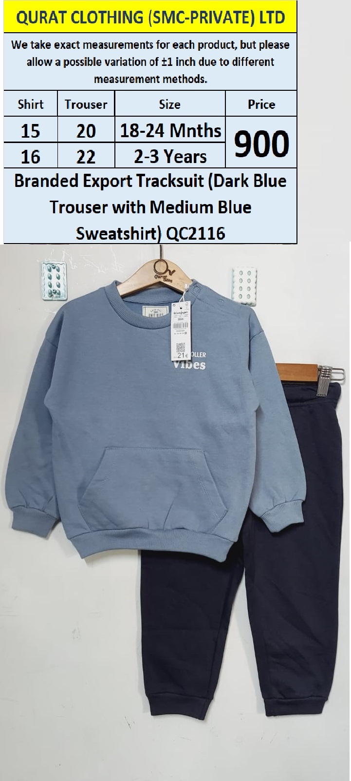 Branded Export Tracksuit (Dark Blue Trouser and Medium Blue Sweatshirt) QC2116