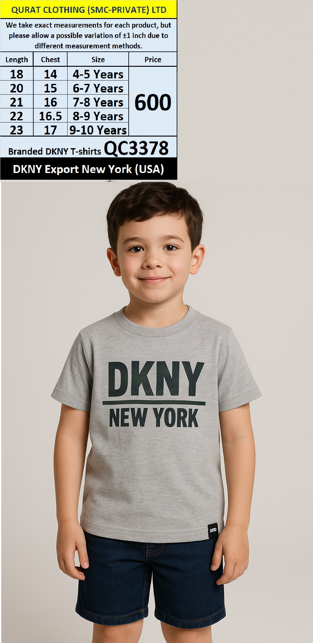 Branded DKNY T-Shirt QC3378 Export New York (USA)