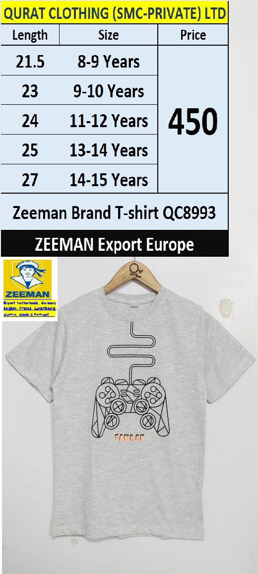 Zeeman Brand T-shirt QC8993 Export Europe