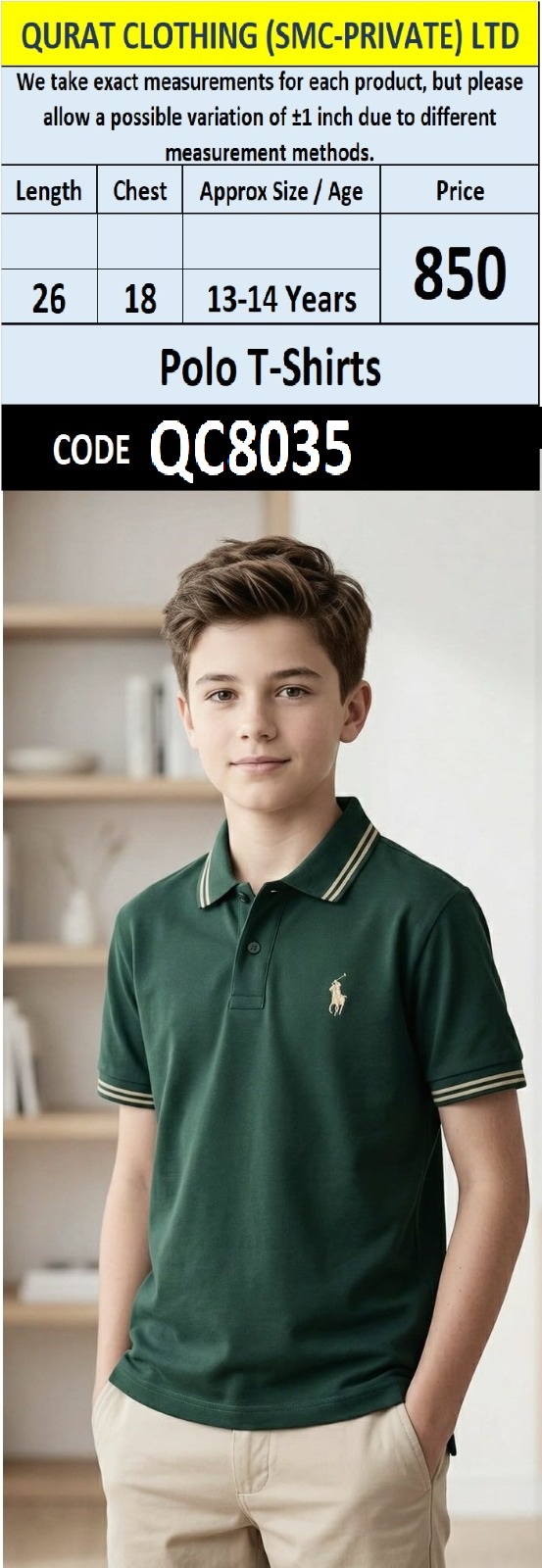 Boys Premium Polo T-Shirt - QC8035