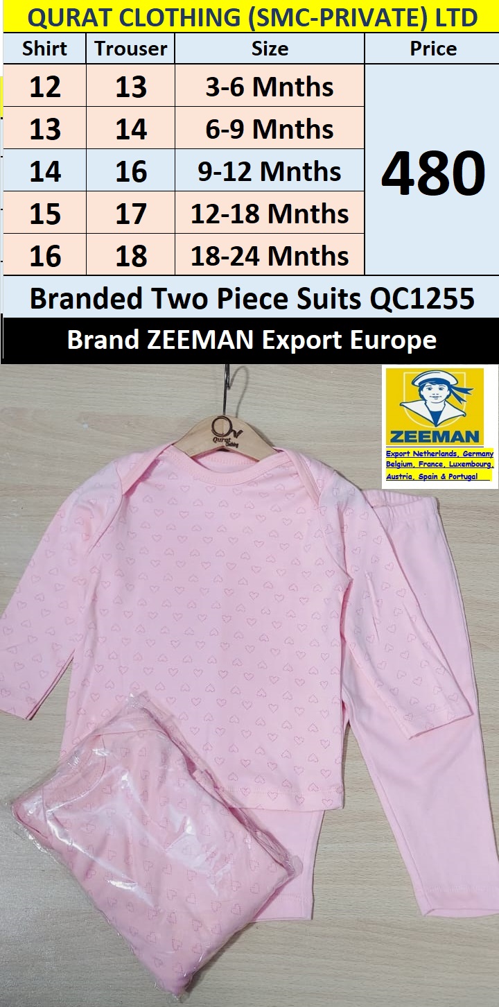 Zeeman Brand Pink Hearts Print Two Piece Suit QC1255 Export Europe 