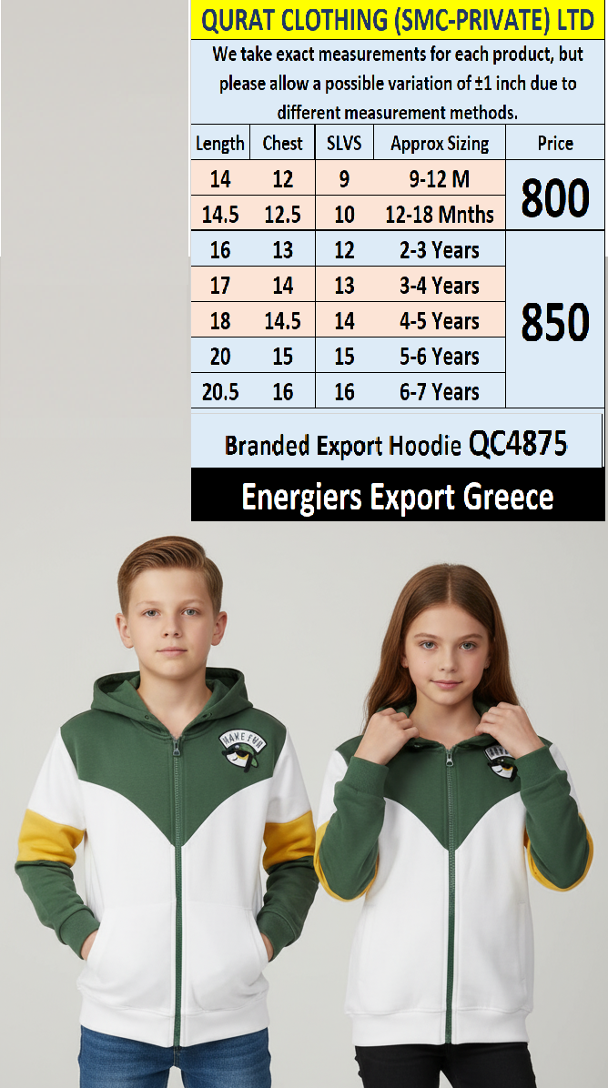 Energiers Brand Green & White “Make Fun” Hoodie QC4875 – Export Greece 